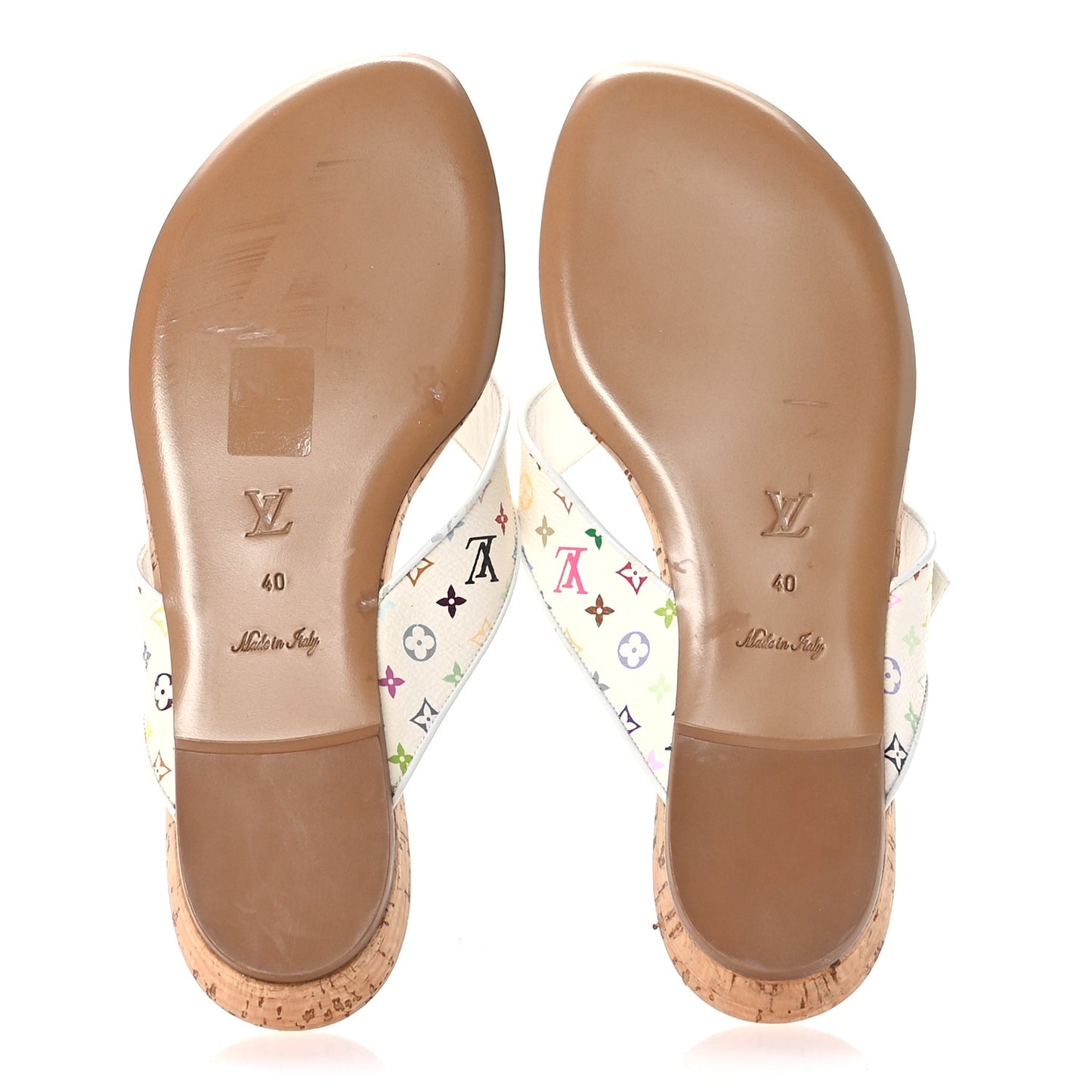 Monogram Multicolor Thong Sandals 40 White