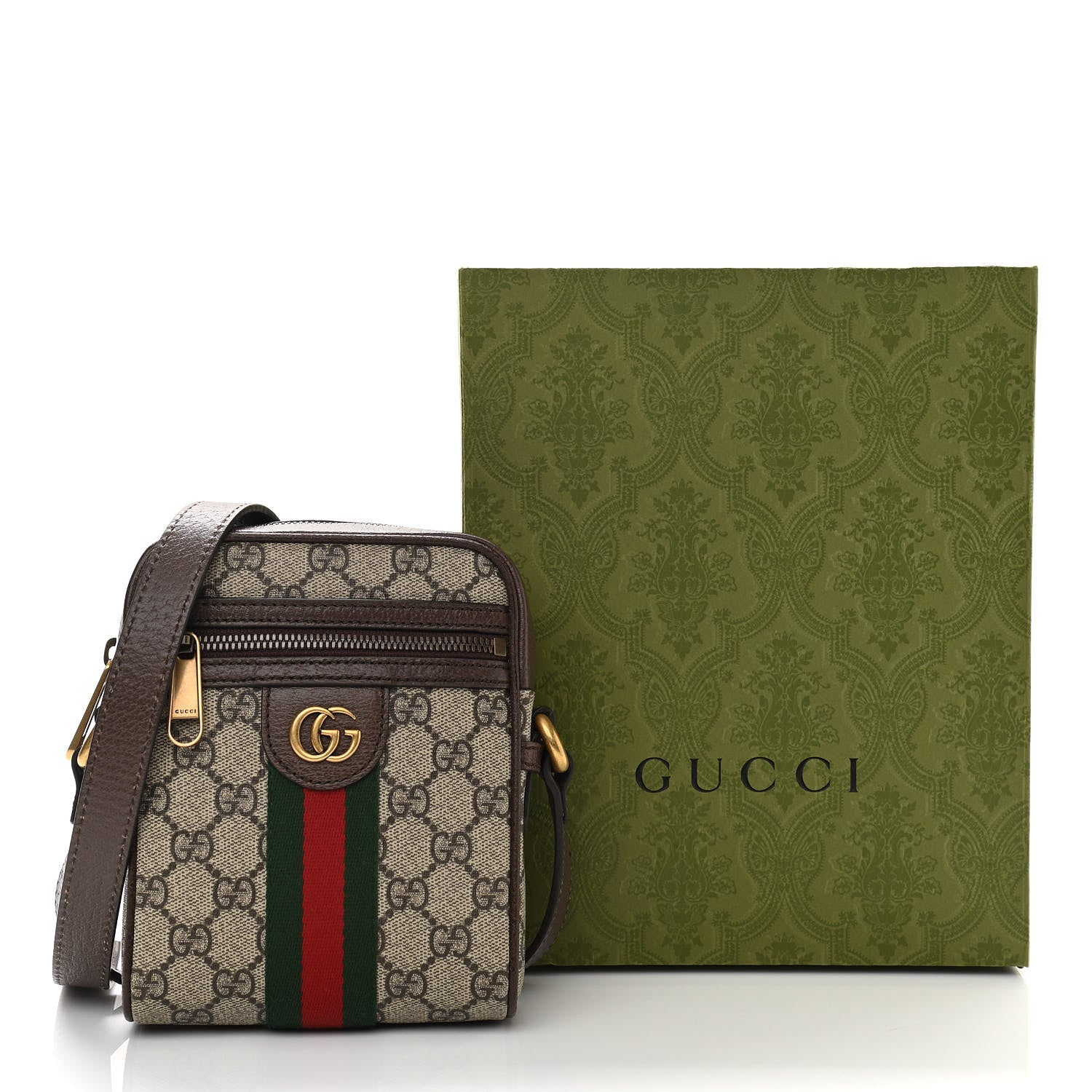Gucci GG Supreme Monogram Web Mini Ophidia Messenger Brown 11 of 11
