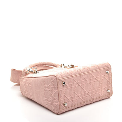Christian Dior Canvas Embroidered Cannage Medium Lady D-Lite Pink 4 of 9