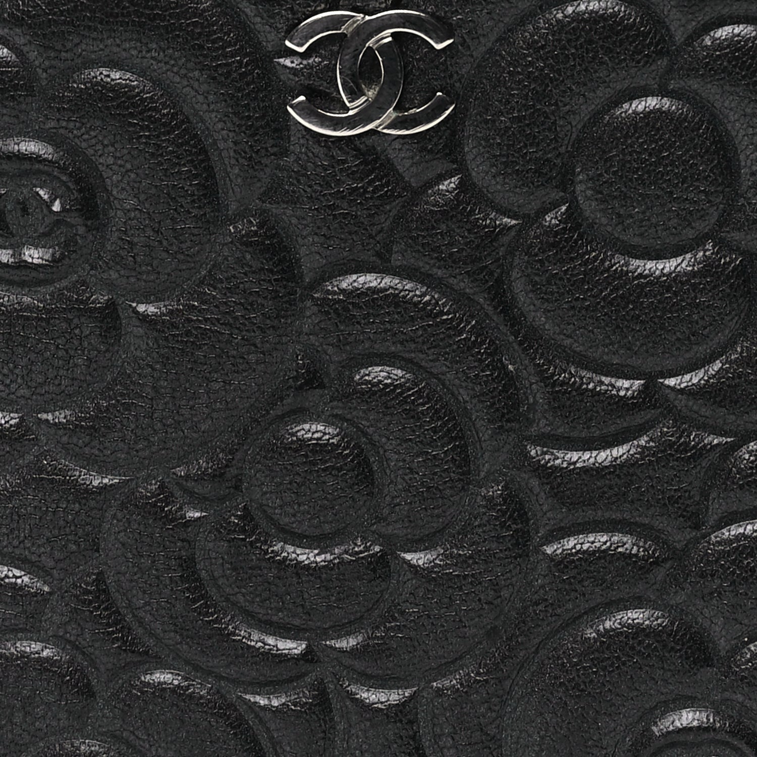 Chanel Goatskin Camellia Quilted Round Clutch With Chain Anthracite 6 of 8