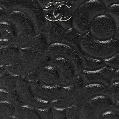 Chanel Goatskin Camellia Quilted Round Clutch With Chain Anthracite 6 of 8