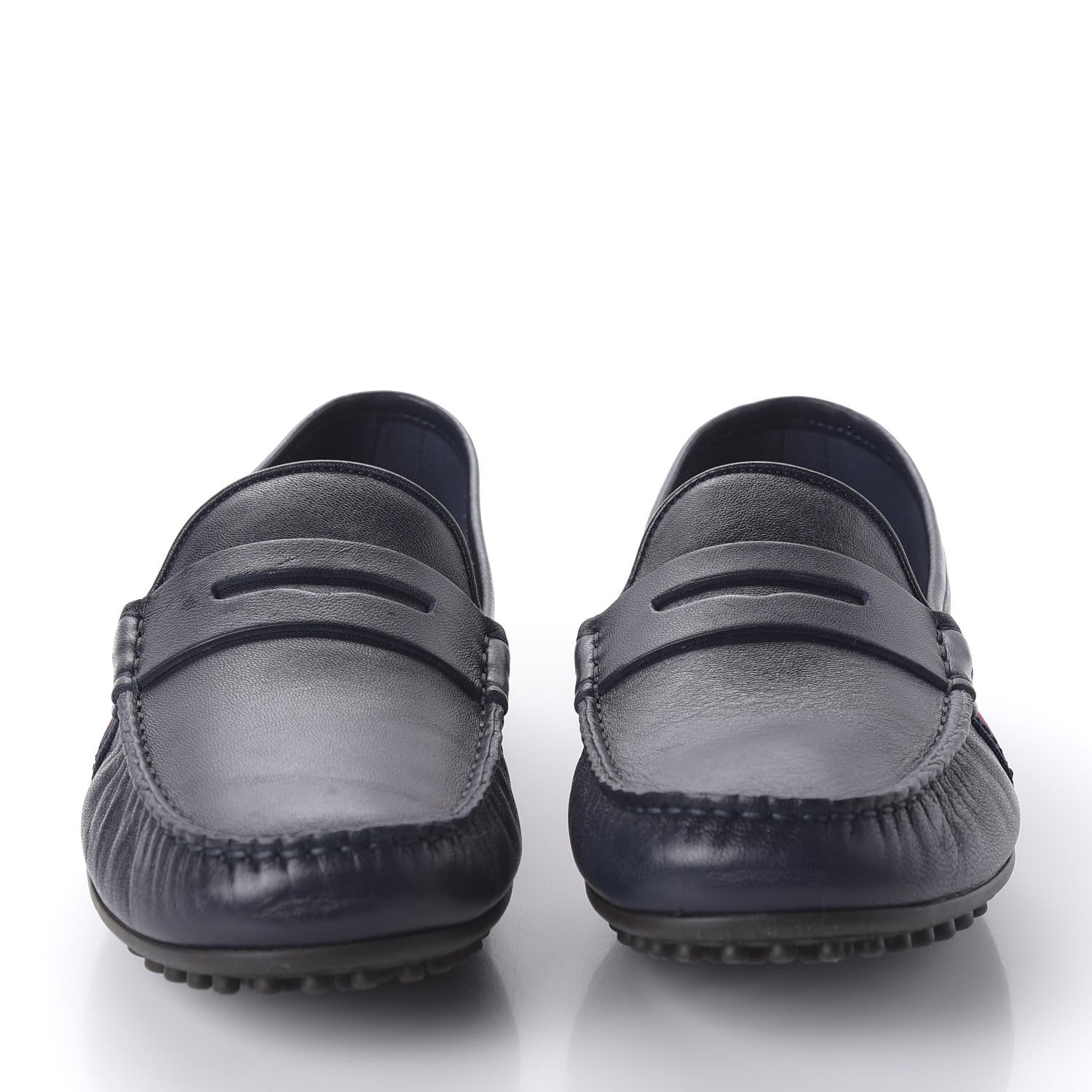 Gucci Nappa Web Mens Kanye Driver Loafers 7.5 Blue 2 of 9