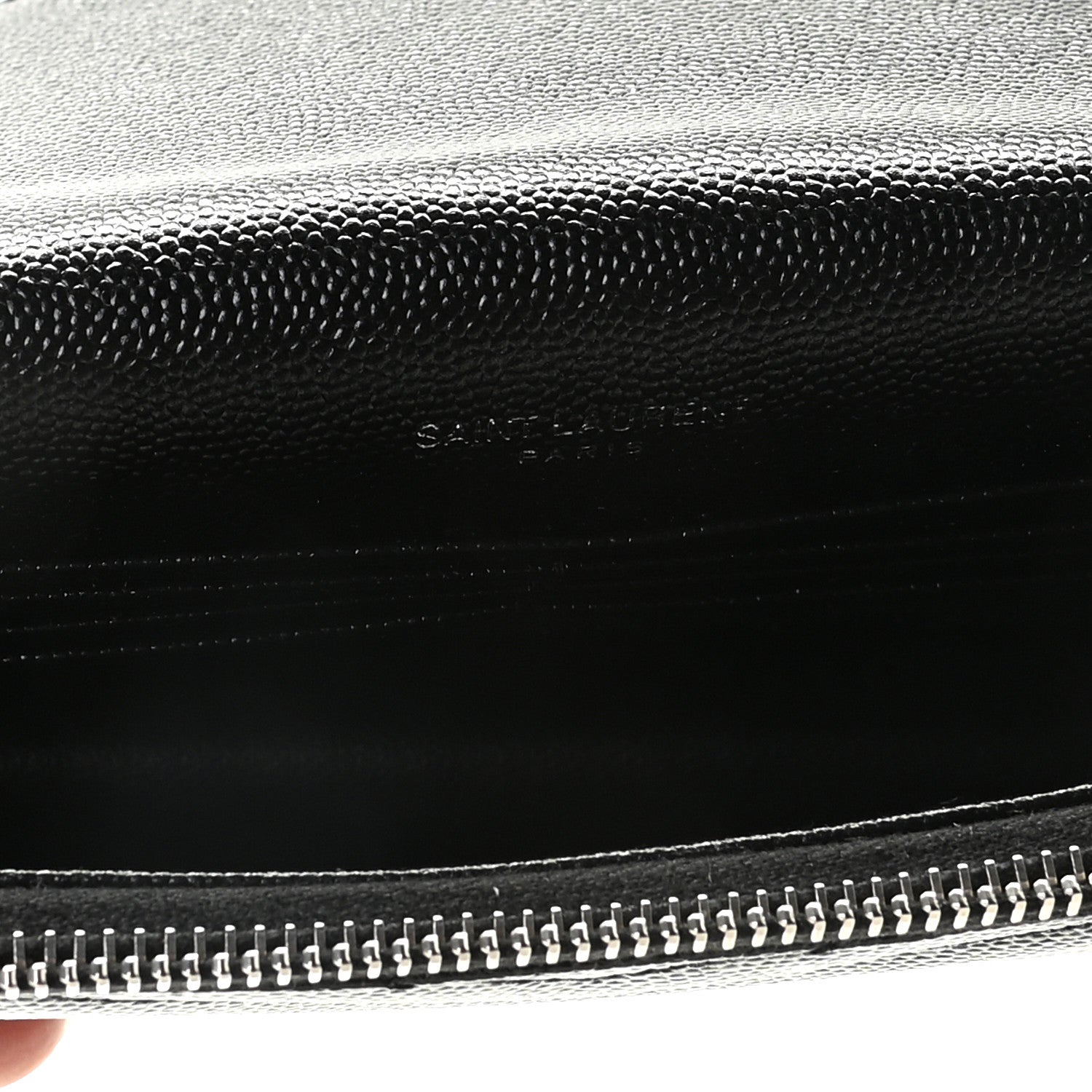 Saint Laurent Grain De Poudre Matelasse Chevron Monogram Envelope Chain Wallet Black 7 of 7