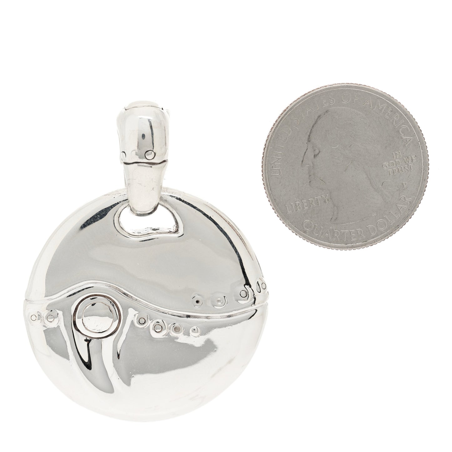 Sterling Silver Bamboo Disc Pendant Necklace