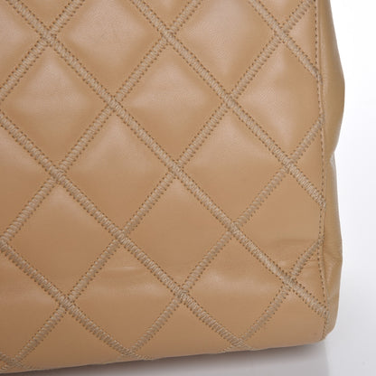 Chanel Lambskin Double Stitch Quilted Tote Beige 12 of 13