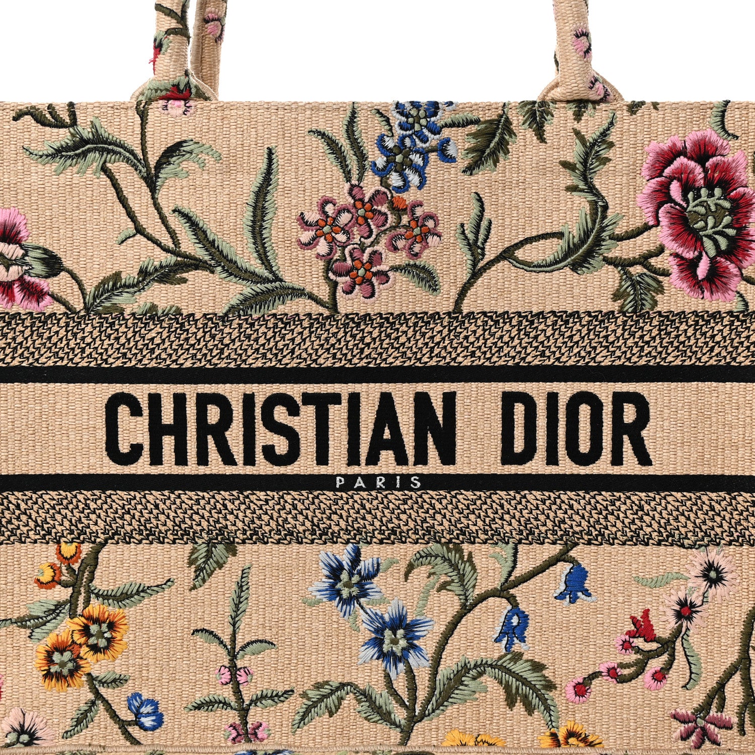 Christian Dior Raffia Embroidered Petites Fleurs Medium Book Tote Natural 8 of 11