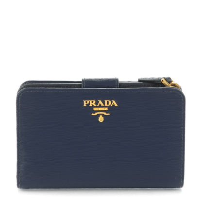 Prada Vitello Move Metal Compact Wallet Cobalto 1 of 8