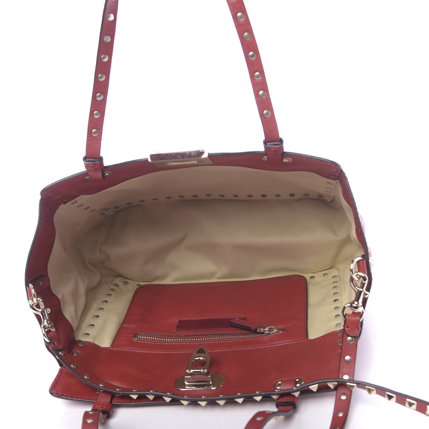 Vitello Small Rockstud Tote Rosso Valentino