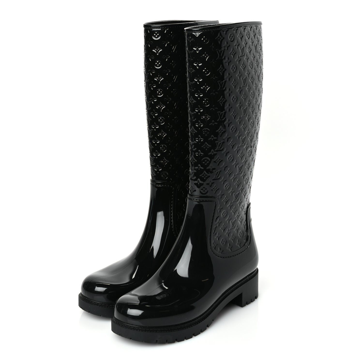 Louis Vuitton Rubber Embossed Monogram Splash Rain Boots 38 Black Monogram 2 of 7