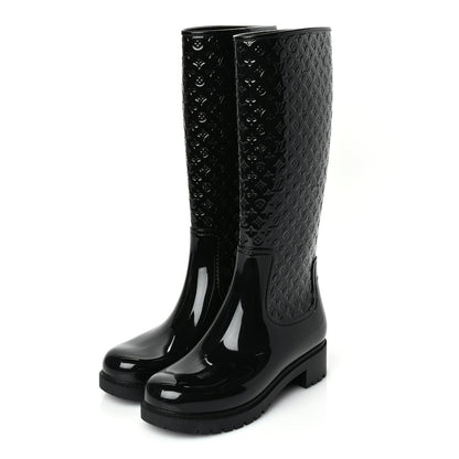 Louis Vuitton Rubber Embossed Monogram Splash Rain Boots 38 Black Monogram 2 of 7