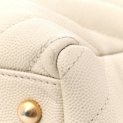 Chanel Caviar Chevron Quilted Coco Handle Shopping Tote Ivory 12 of 13