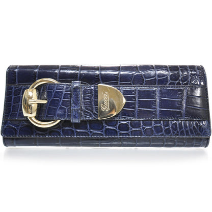 Gucci Crocodile Embossed Leather Romy Buckle Clutch 1 of 9