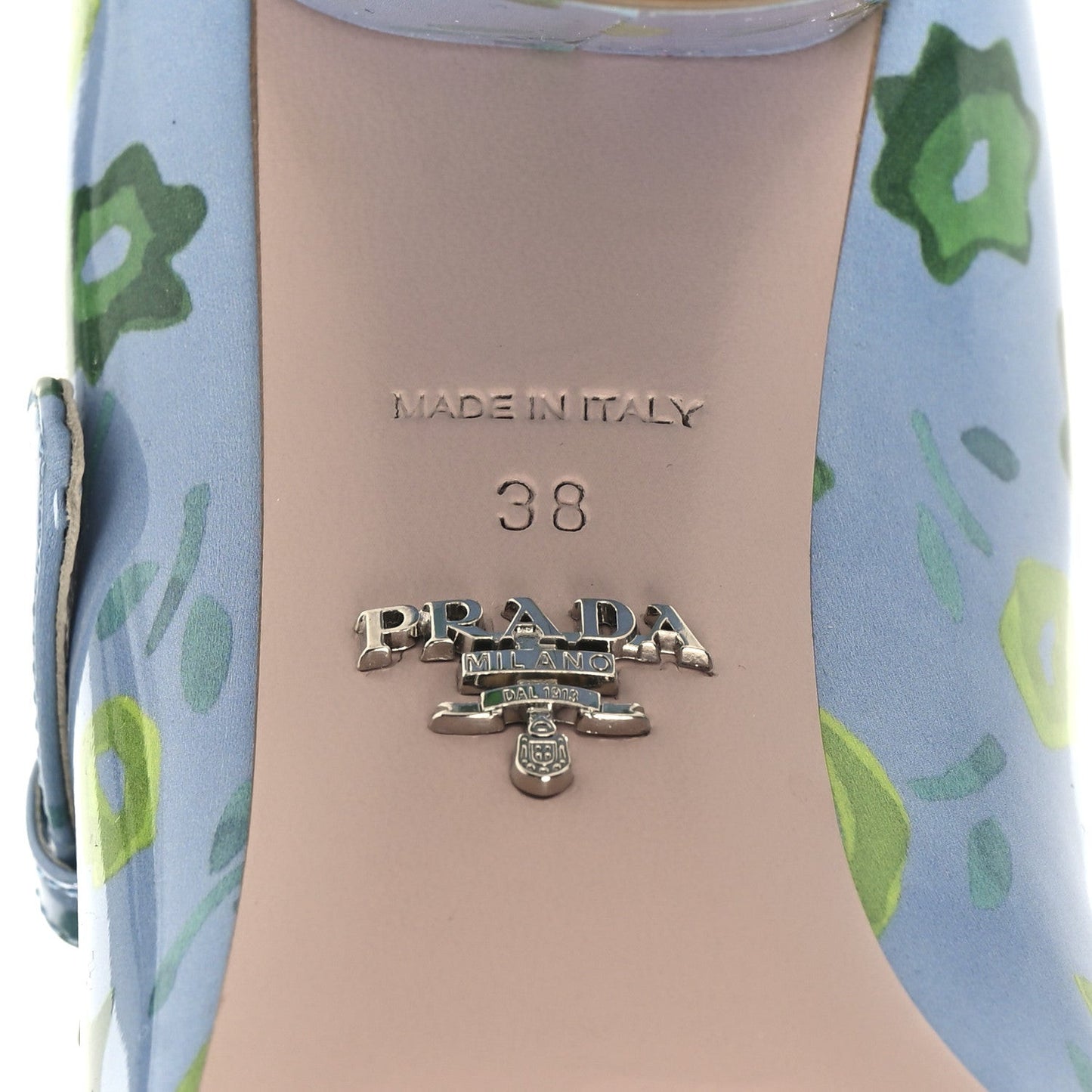 Patent Floral Mary Jane 65mm Pumps 38 Blue
