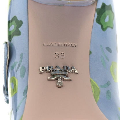Prada Patent Floral Mary Jane 65mm Pumps 38 Blue 7 of 7