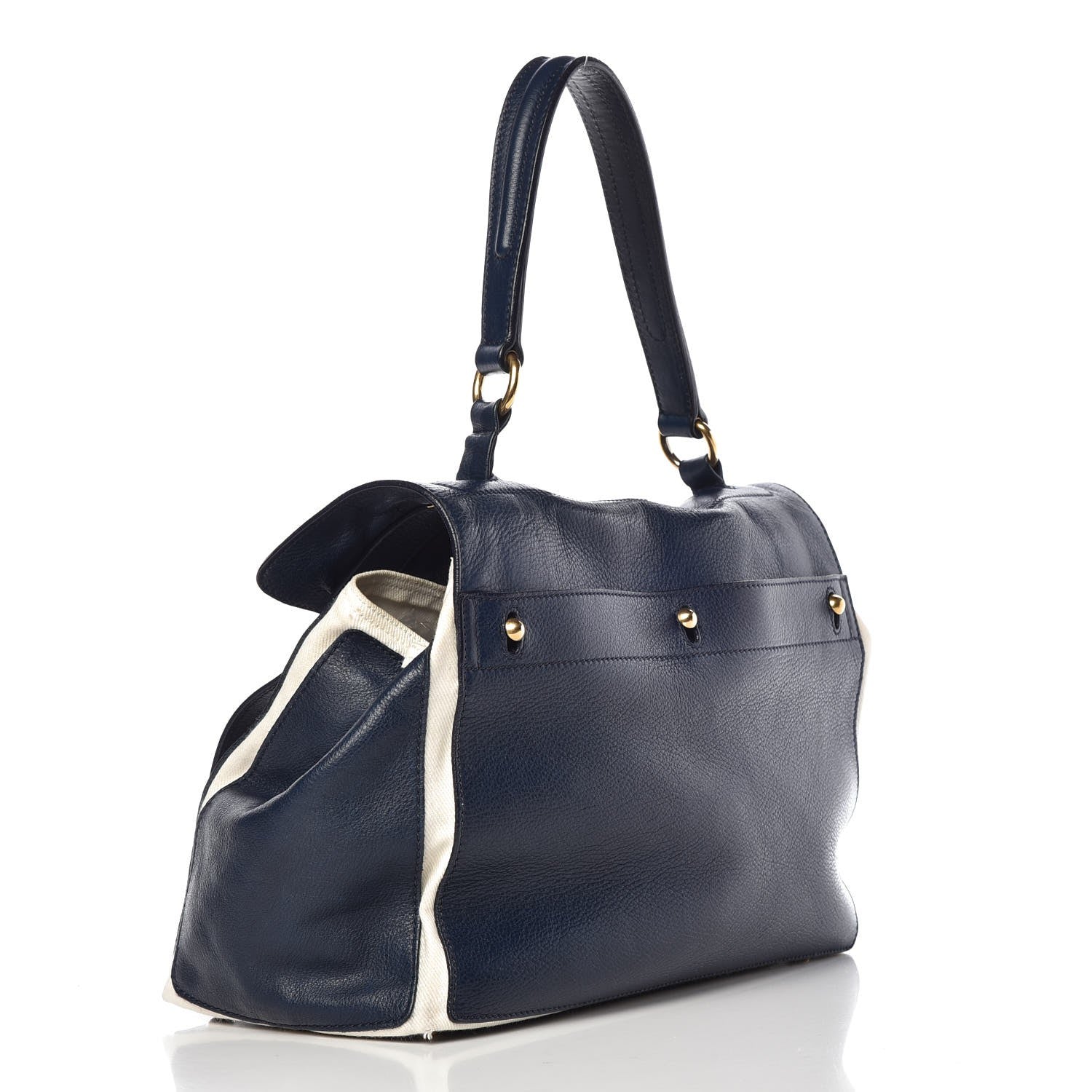 Saint Laurent Calfskin Canvas Medium Muse Two Blue 3 of 16