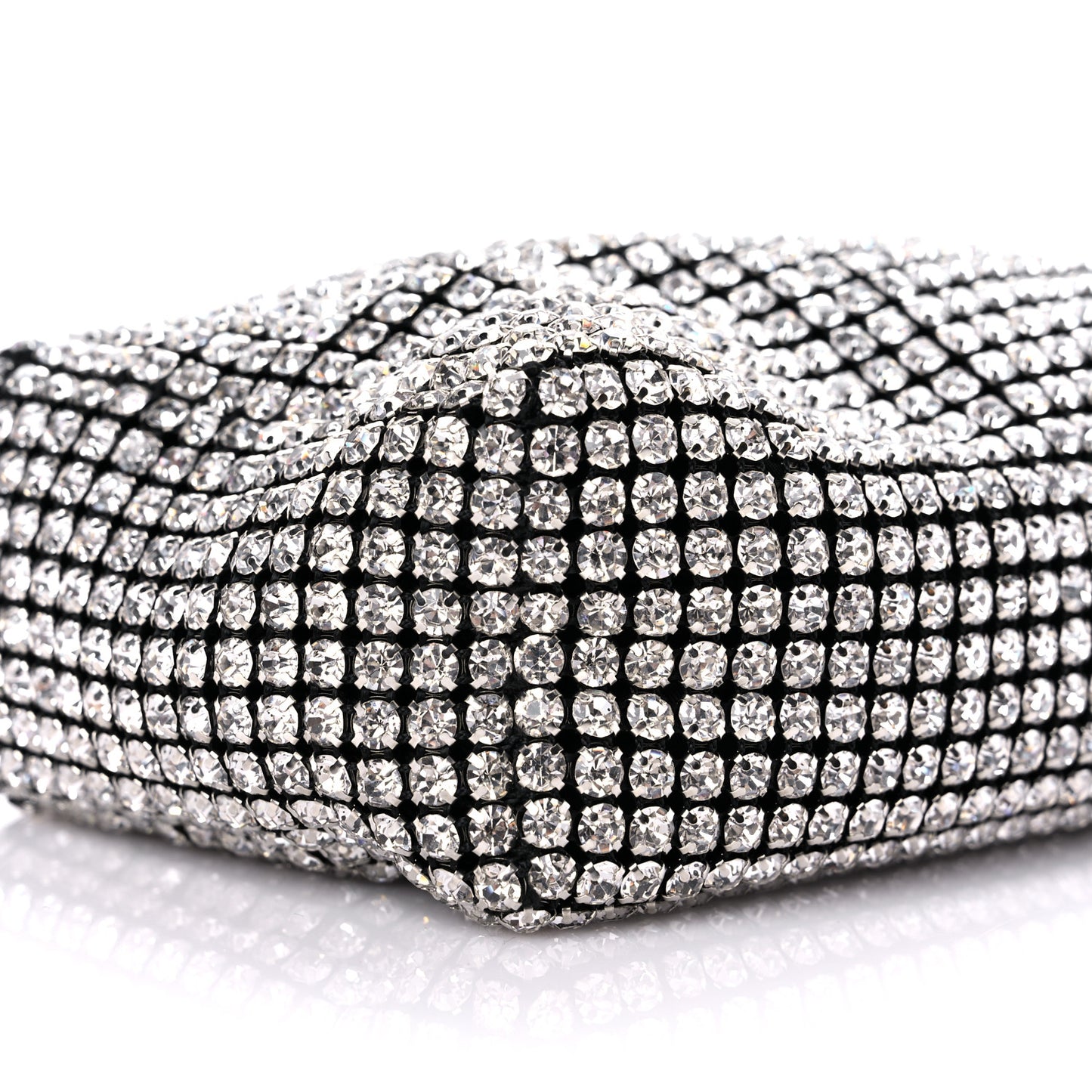 Mesh Crystal Rhinestone Mini Heiress Pouch Black Silver