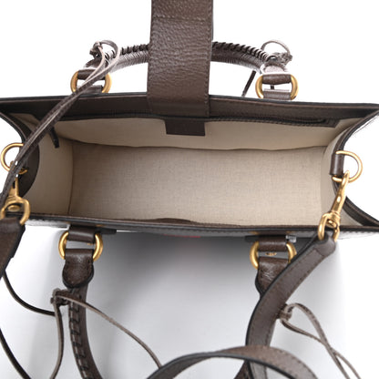 Gucci Grained Calfskin Web Medium Animalier Top Handle Tote Brown 5 of 11