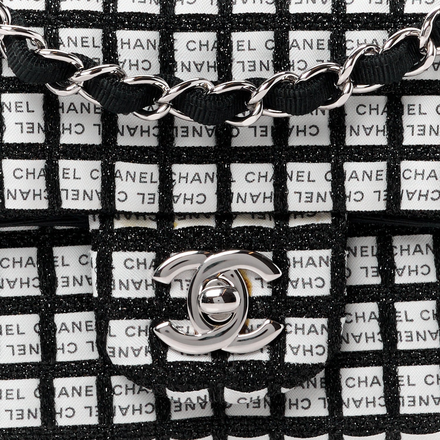 Chanel Ribbon Tweed Mini Rectangular Flap Black Ivory 9 of 12