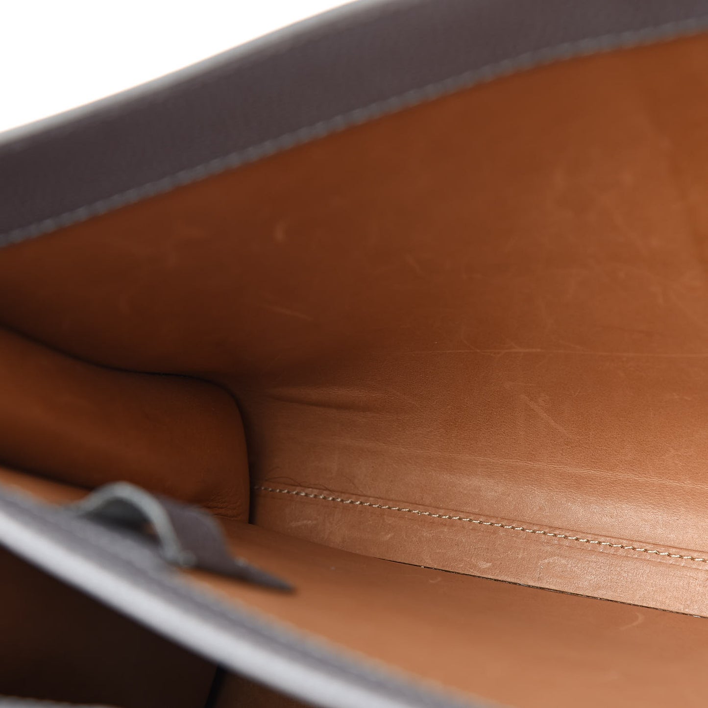 Grained Calfskin Brillant Briefcase Grey