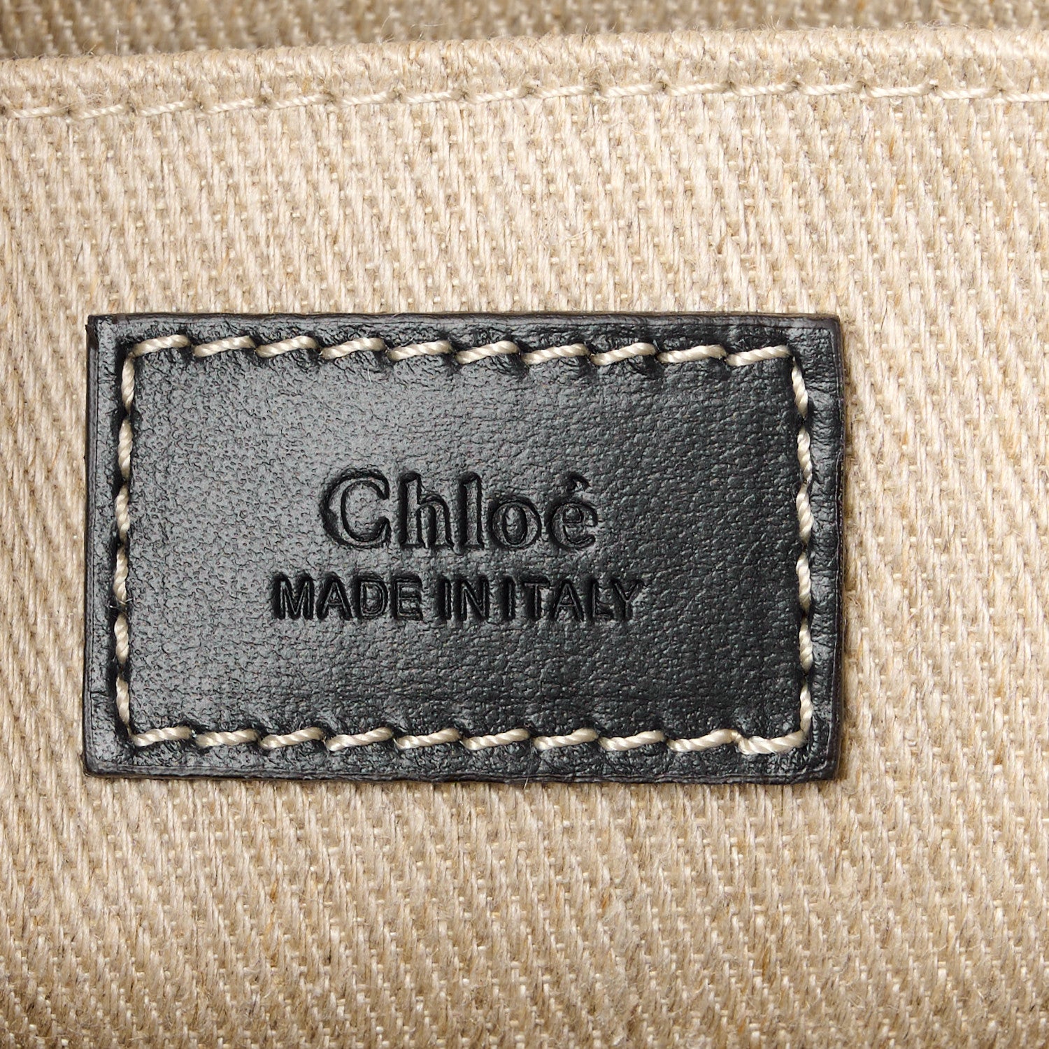 Chloe Linen Calfskin Medium Woody Ribbon Tote White Black 6 of 11