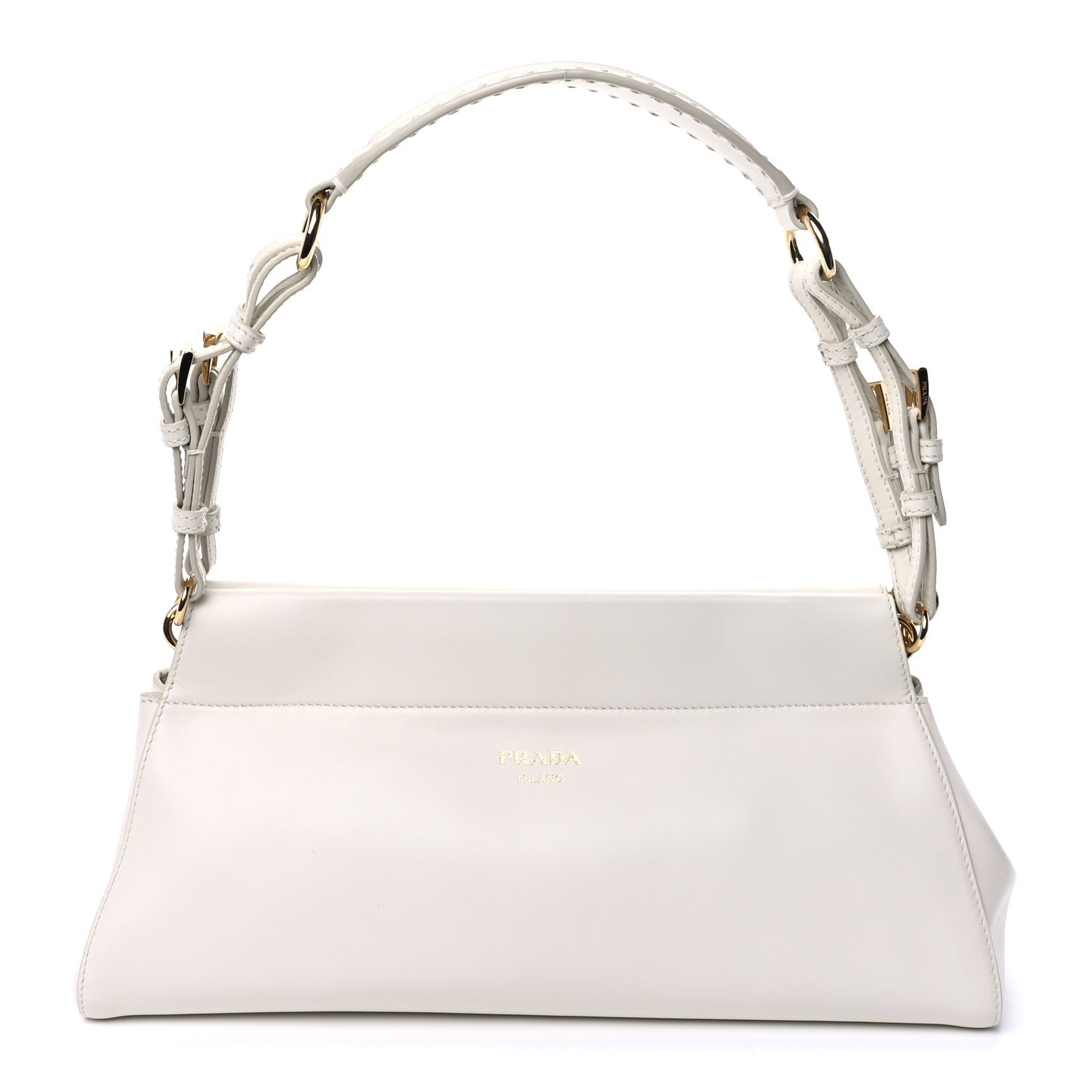 Prada Calfskin Medium Enchaine Bag Bianco 1 of 8
