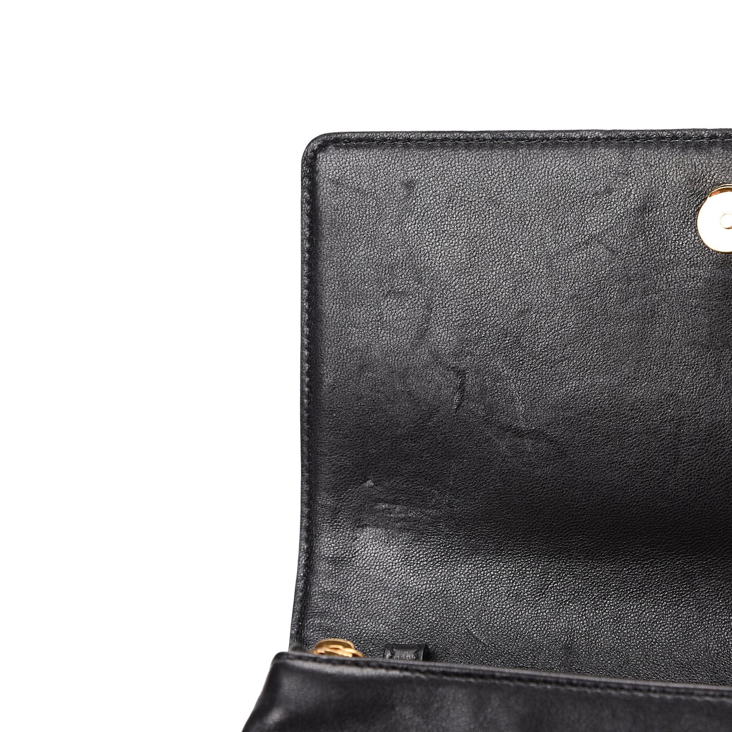 Lambskin Diamond Quilted Monogram Angie Chain Bag Black