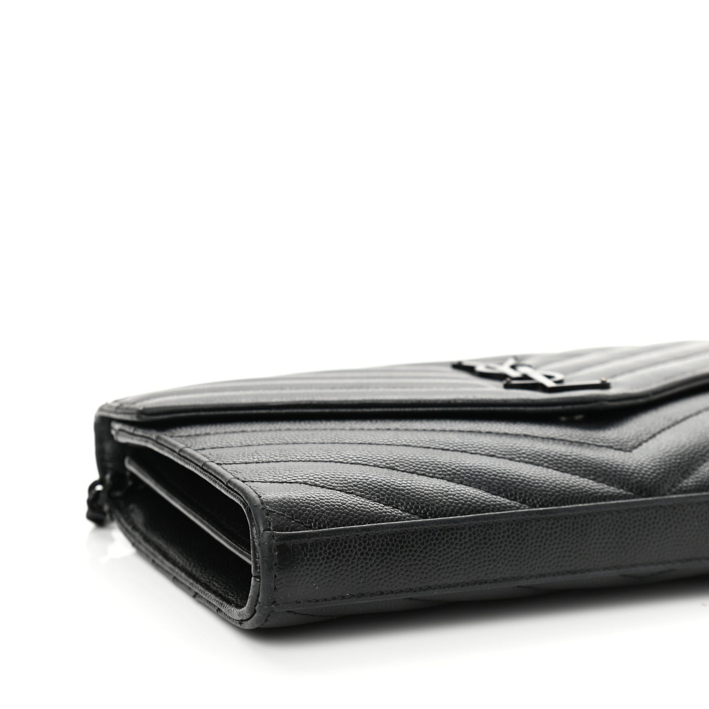 Grain De Poudre Matelasse Chevron Monogram Chain Wallet Black