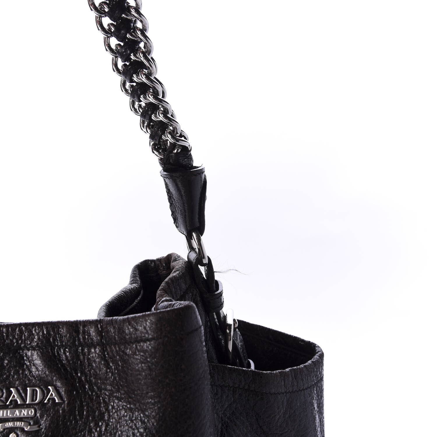 Prada Cervo Lux Chain Shoulder Bag Brown 10 of 10