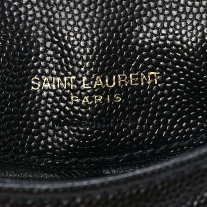 Saint Laurent Grain De Poudre Matelasse Chevron Cassandre Fragments Zippered Card Case Black 7 of 7