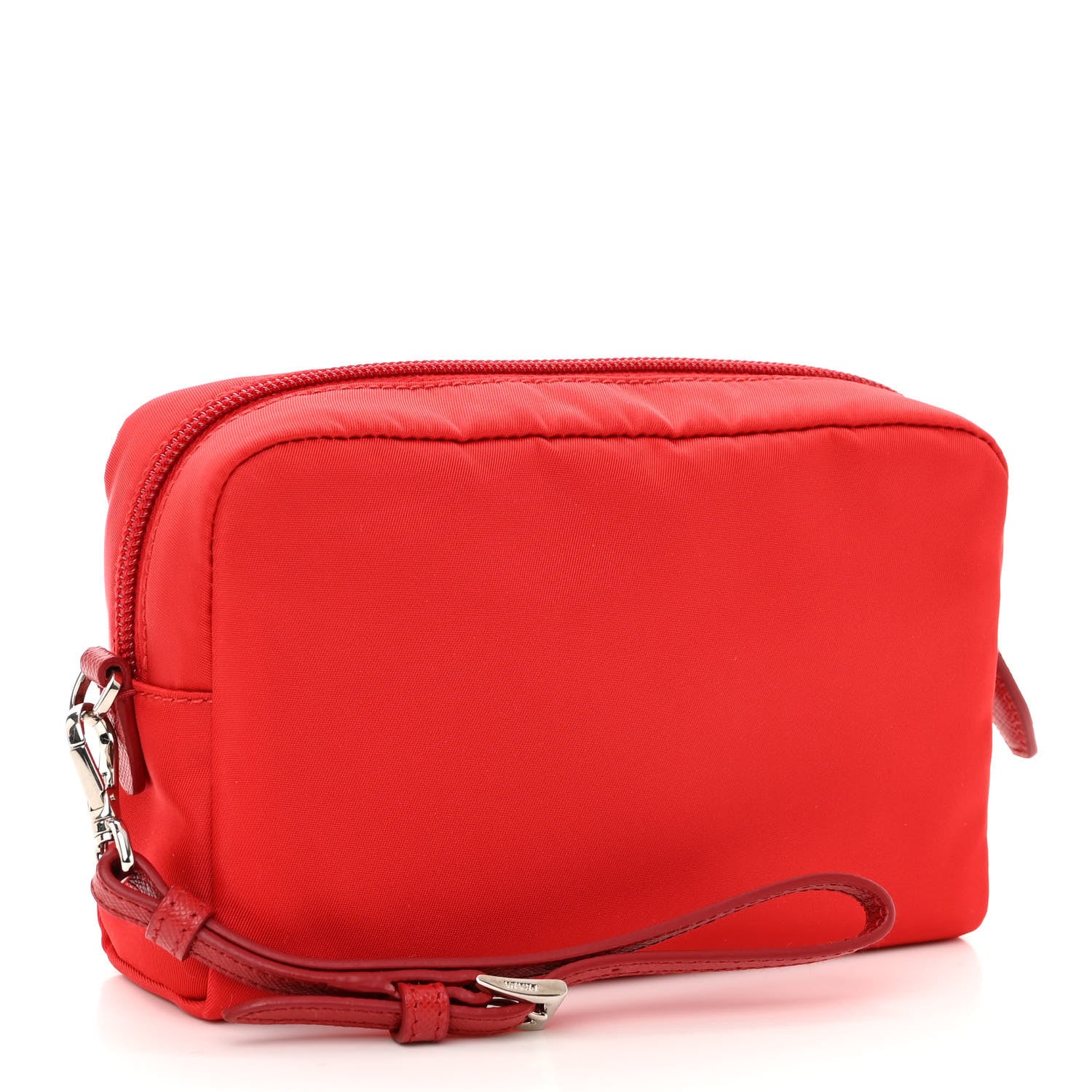 Prada Tessuto Nylon Vela Saffiano Necessaire Wristlet Pouch Rosso 4 of 10