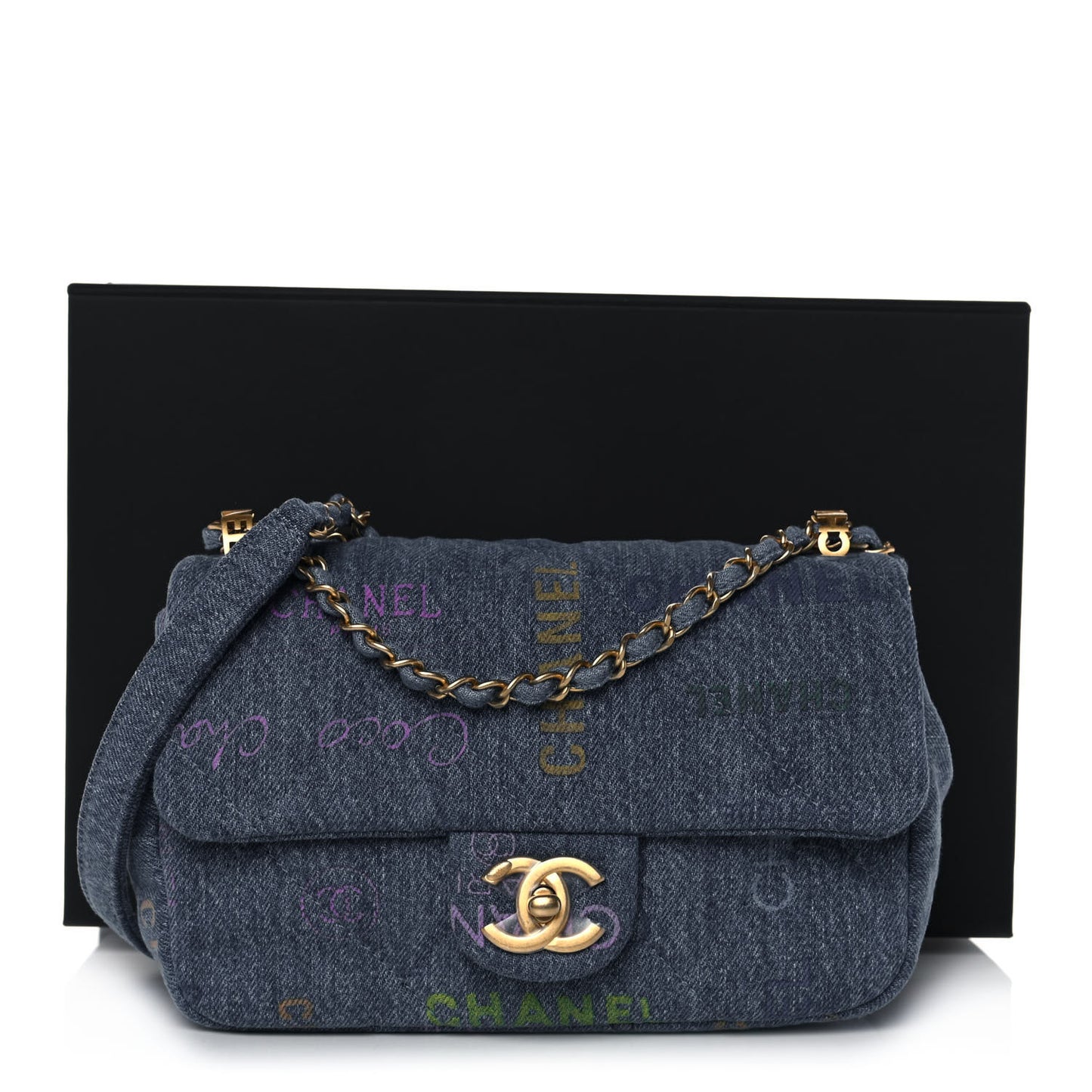 Denim Quilted Mini Denim Mood Rectangular Flap Blue Multicolor
