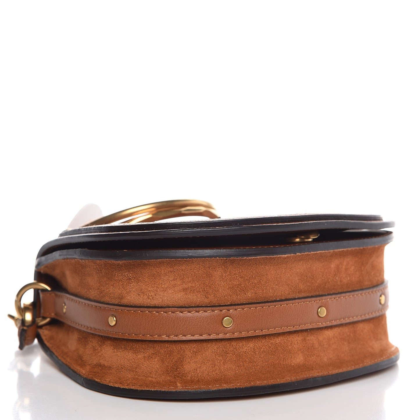 Calfskin Suede Small Nile Bracelet Bag Caramel