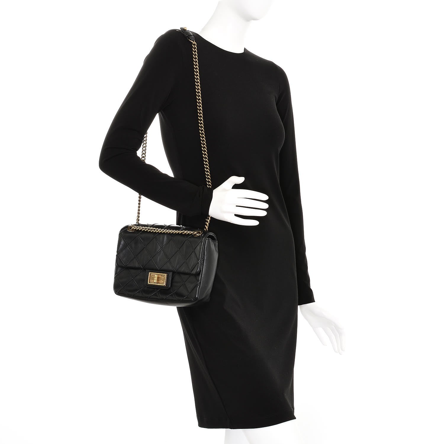 Chanel Calfskin Diamond Debossed Medium Cosmos Flap Black 2 of 7