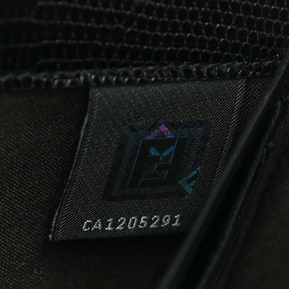 Fendi Calfskin Lizard Embossed Wallet on Chain Black 7 of 15