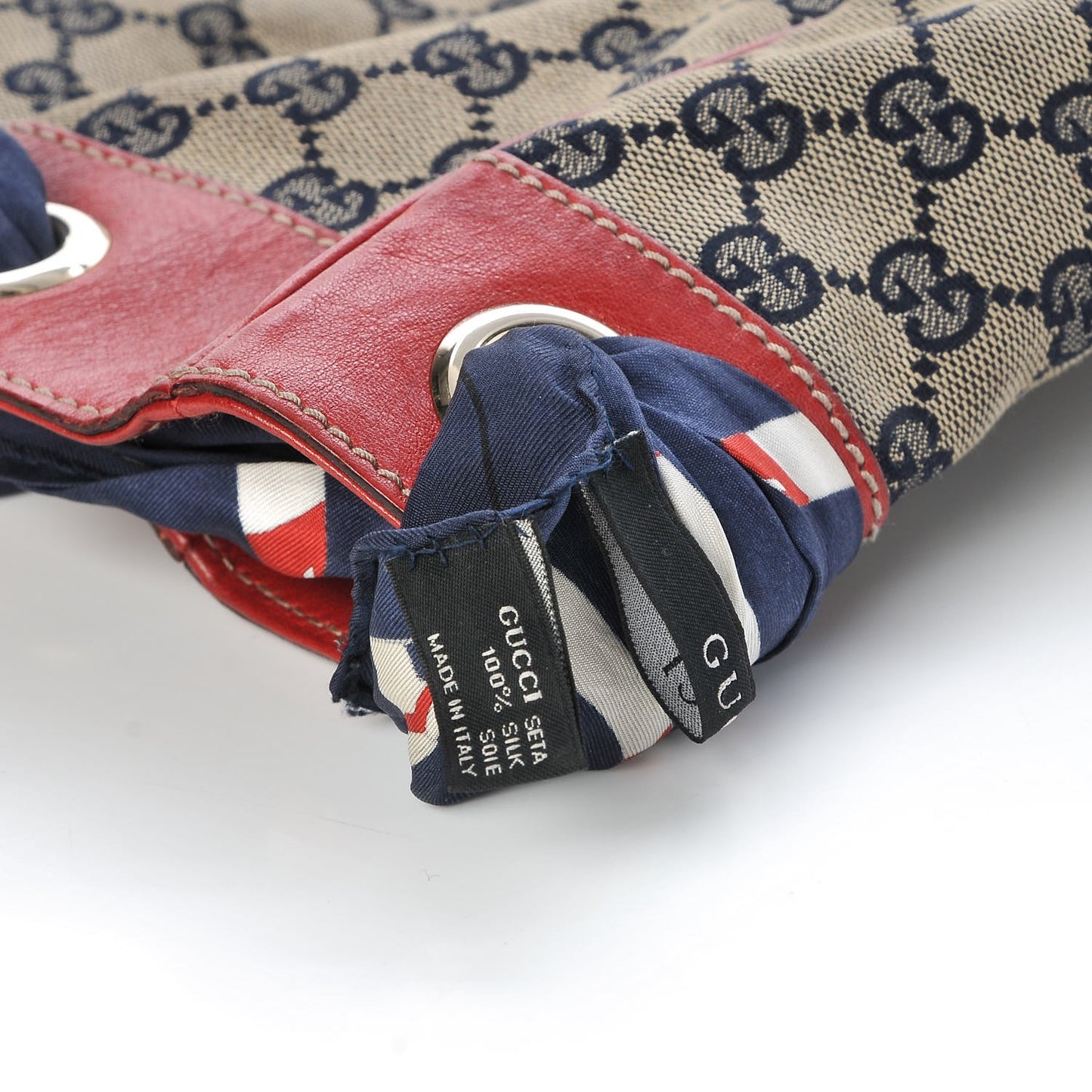 Monogram Large Positano Tote Navy Red