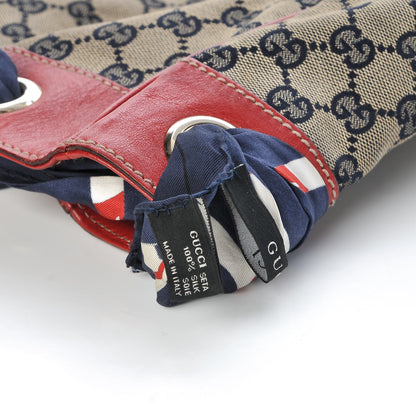 Gucci Monogram Large Positano Tote Navy Red 8 of 17