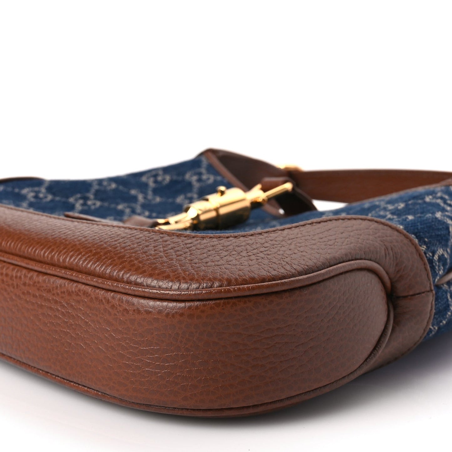 New Denim GG Monogram Calfskin Small Jackie 1961 Hobo Blue Tea Cuir