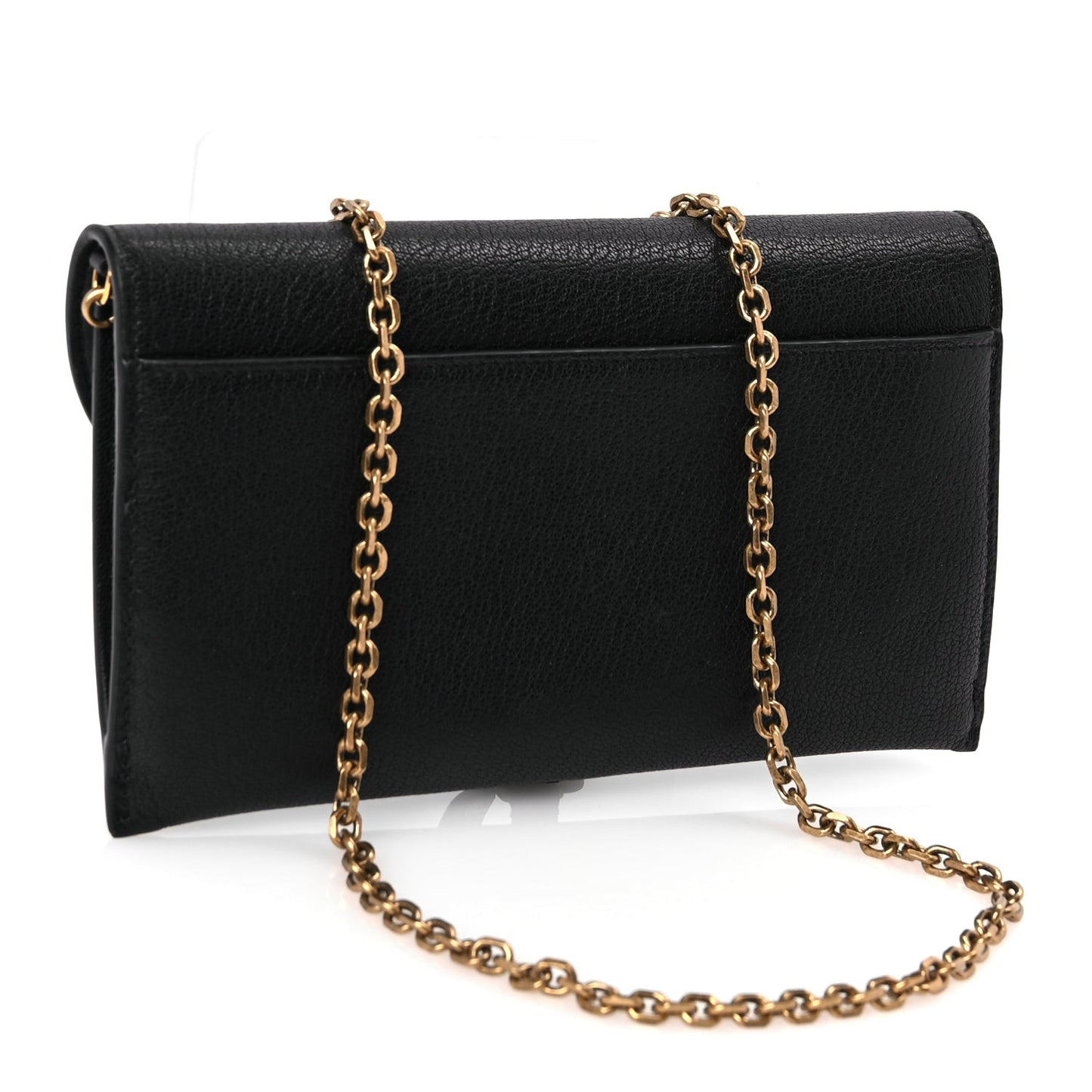 Goatskin Saddle Long Wallet With Chain Black