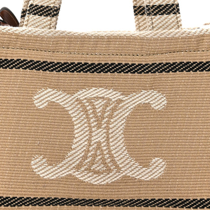 Celine Stripe Triomphe Small Cabas Beige Black 8 of 11