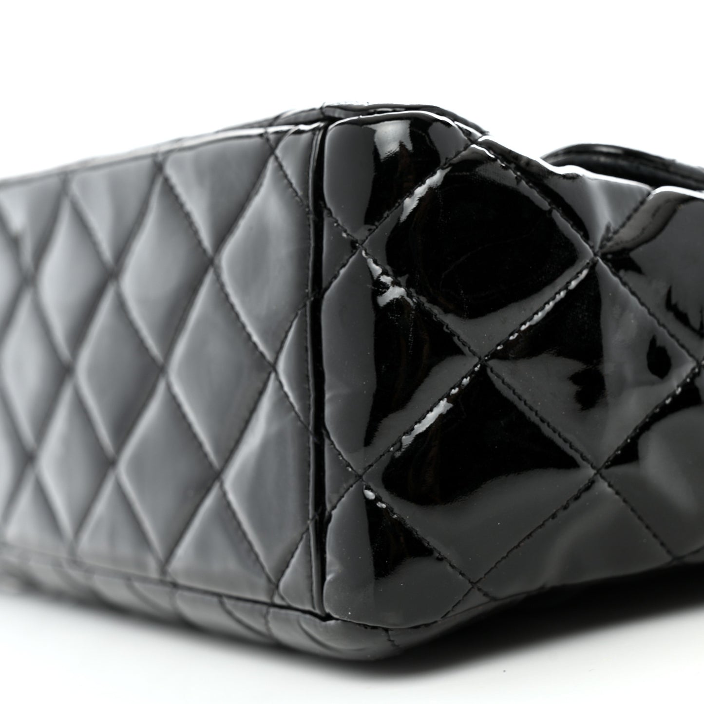 Patent Quilted Maxi Single Flap Black