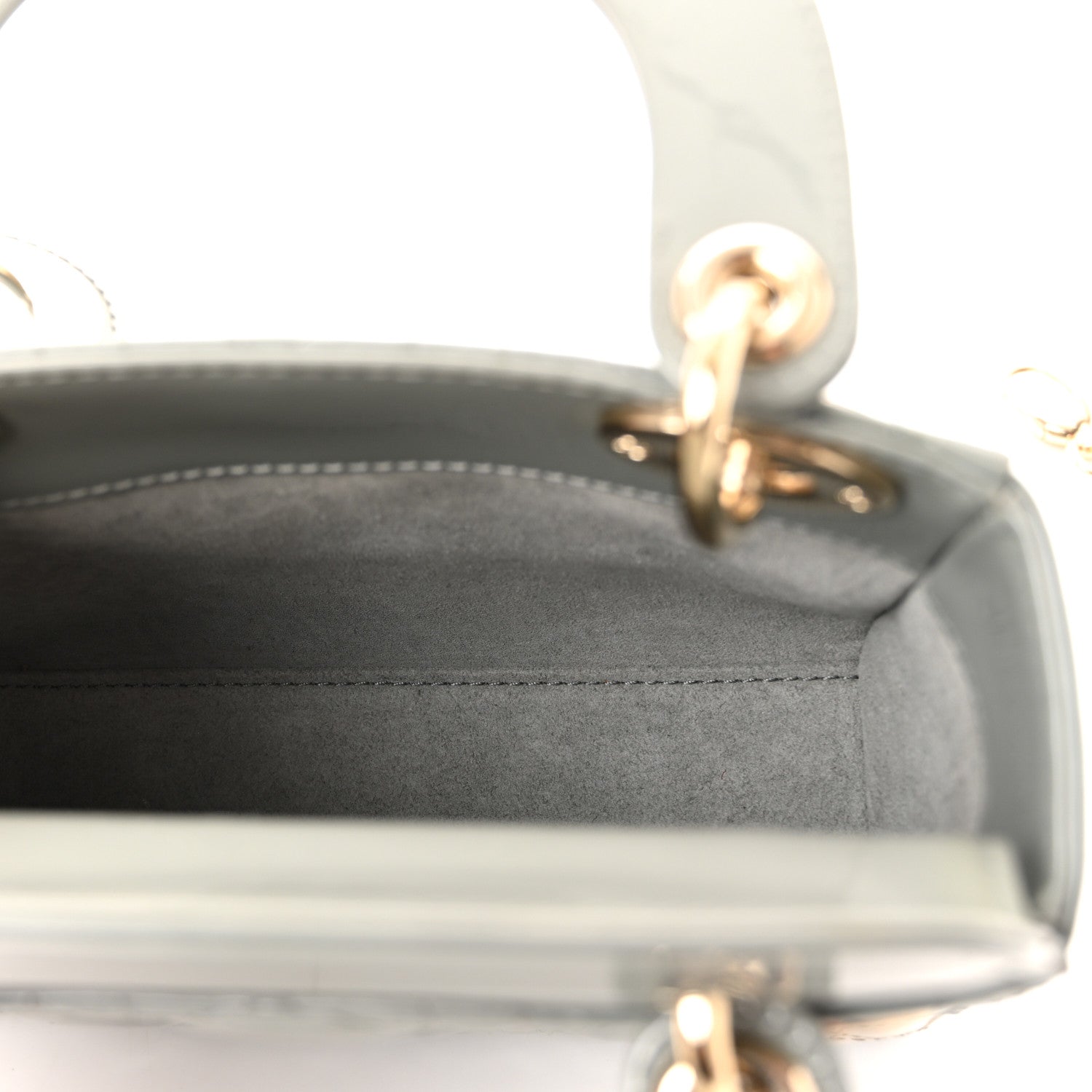 Christian Dior Patent Cannage Mini Lady Dior Grey Stone 5 of 9