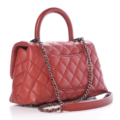 Chanel Caviar Quilted Mini Coco Handle Flap Dark Red 3 of 13