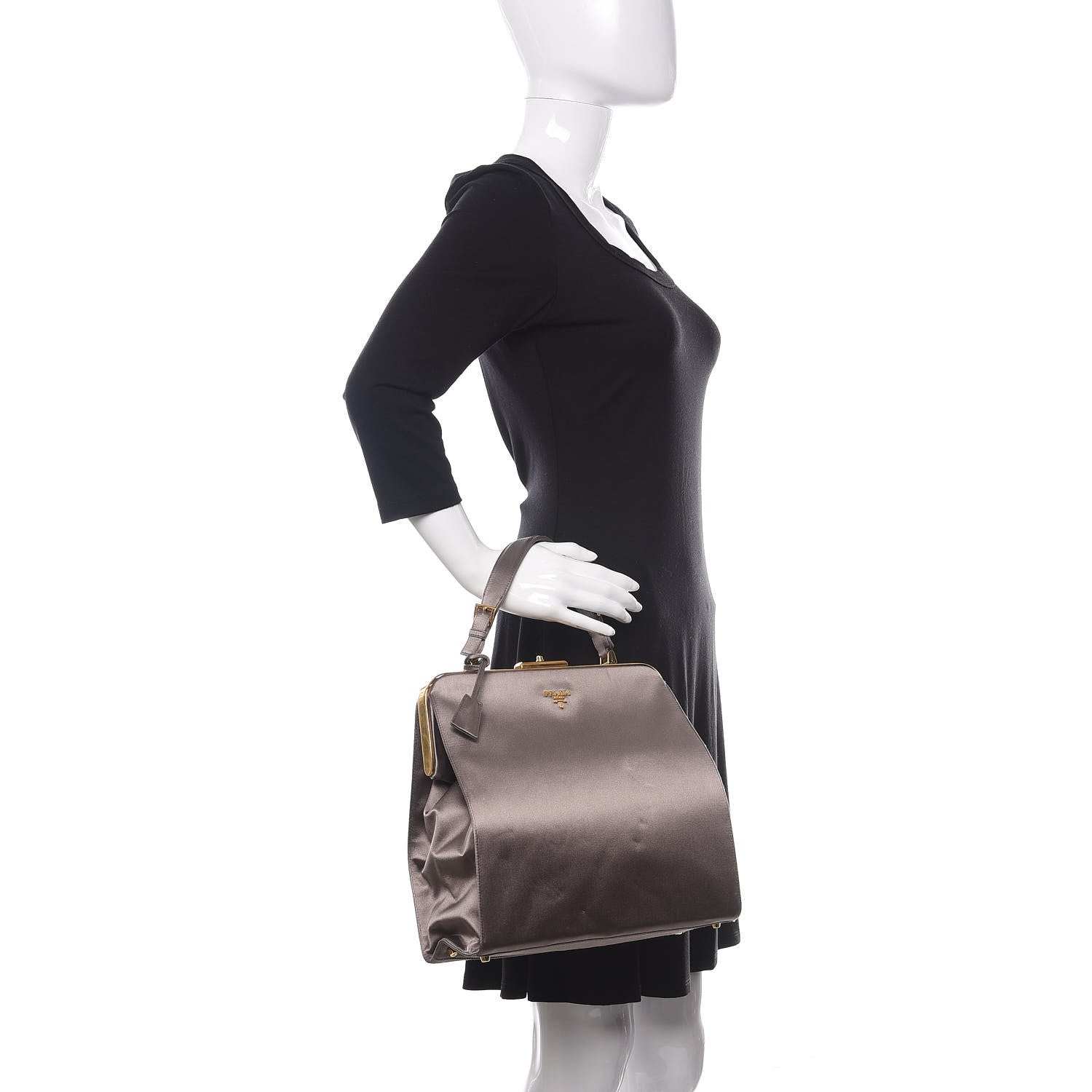 Prada Satin Framed Bag Fumo 2 of 15