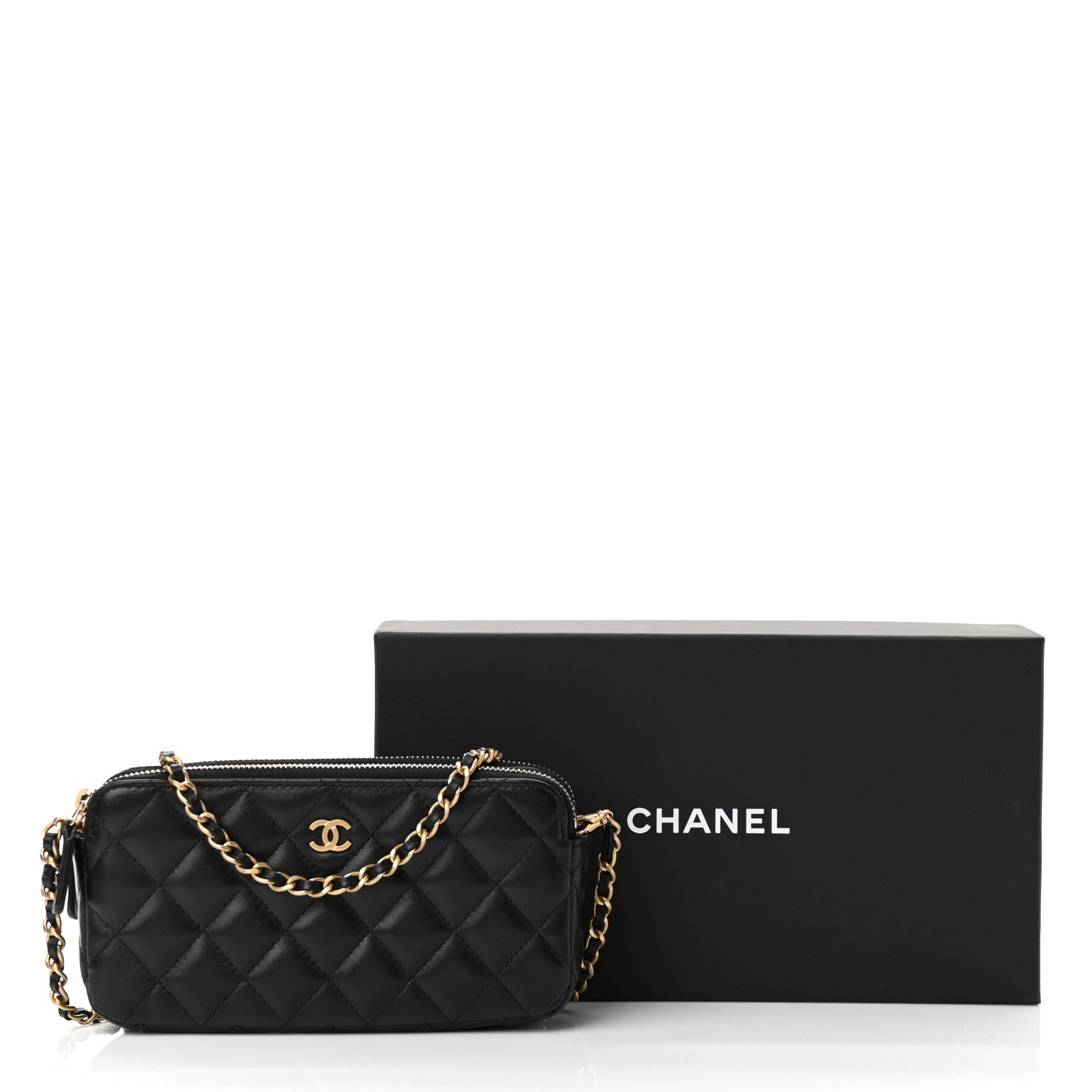 Chanel Lambskin Quilted Small Clutch With Chain Black 14 of 14