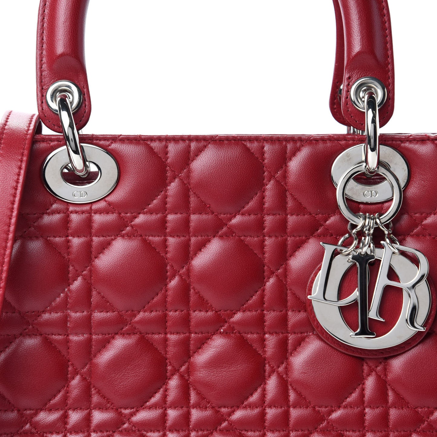Lambskin Cannage Medium Lady Dior Red