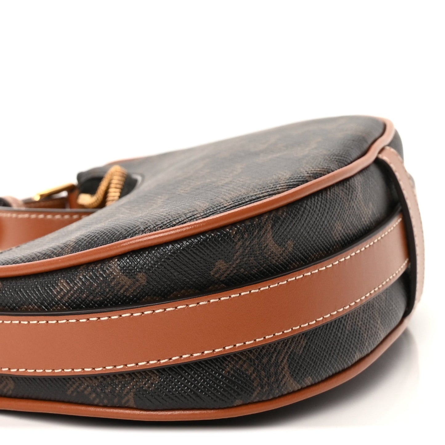Canvas Calfskin Mini Ava Triomphe Shoulder Bag Tan