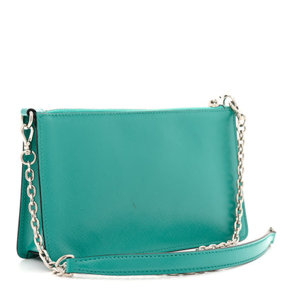 Prada Saffiano Vernice Chain Crossbody Bag Assenzio 3 of 11