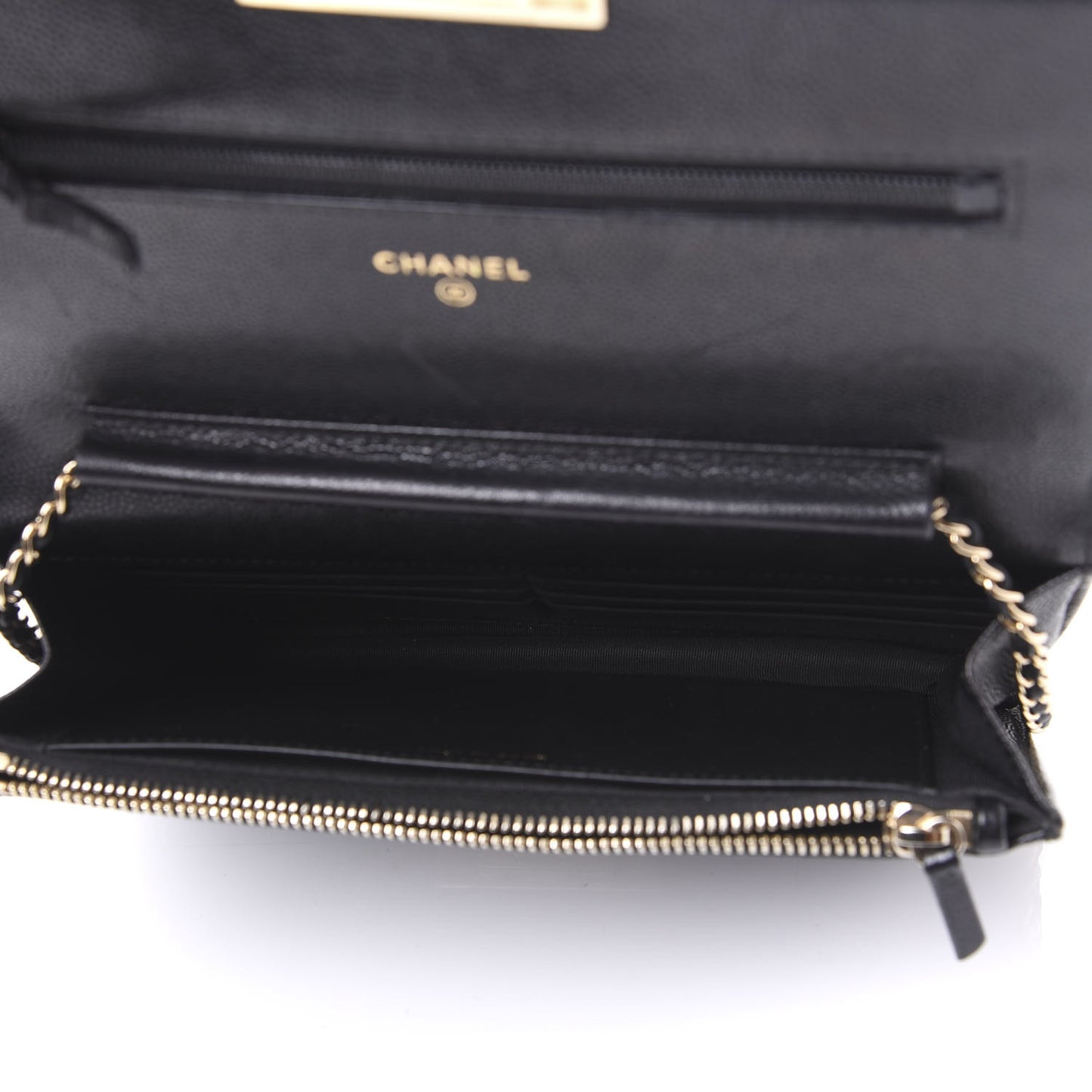 Caviar Quilted Golden Class Wallet On Chain WOC Black