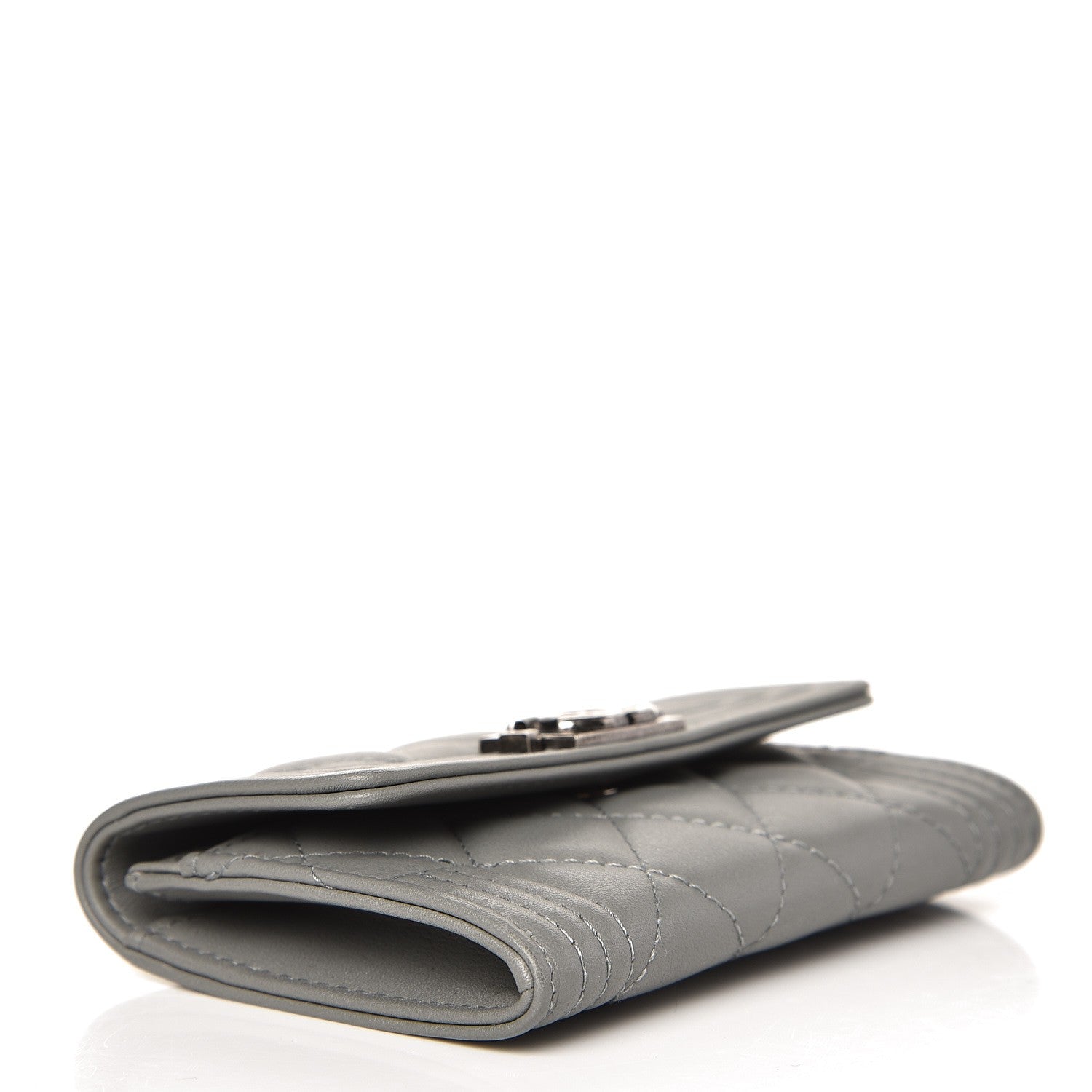 Chanel Lambskin Quilted Boy Card Holder Wallet Grey 4 of 9