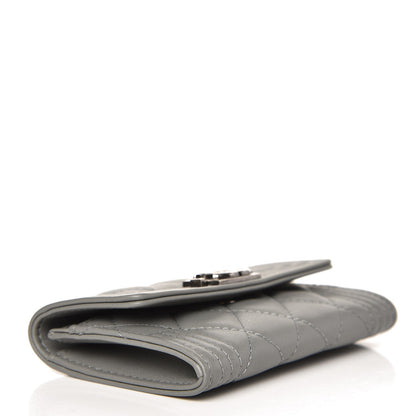 Chanel Lambskin Quilted Boy Card Holder Wallet Grey 4 of 9